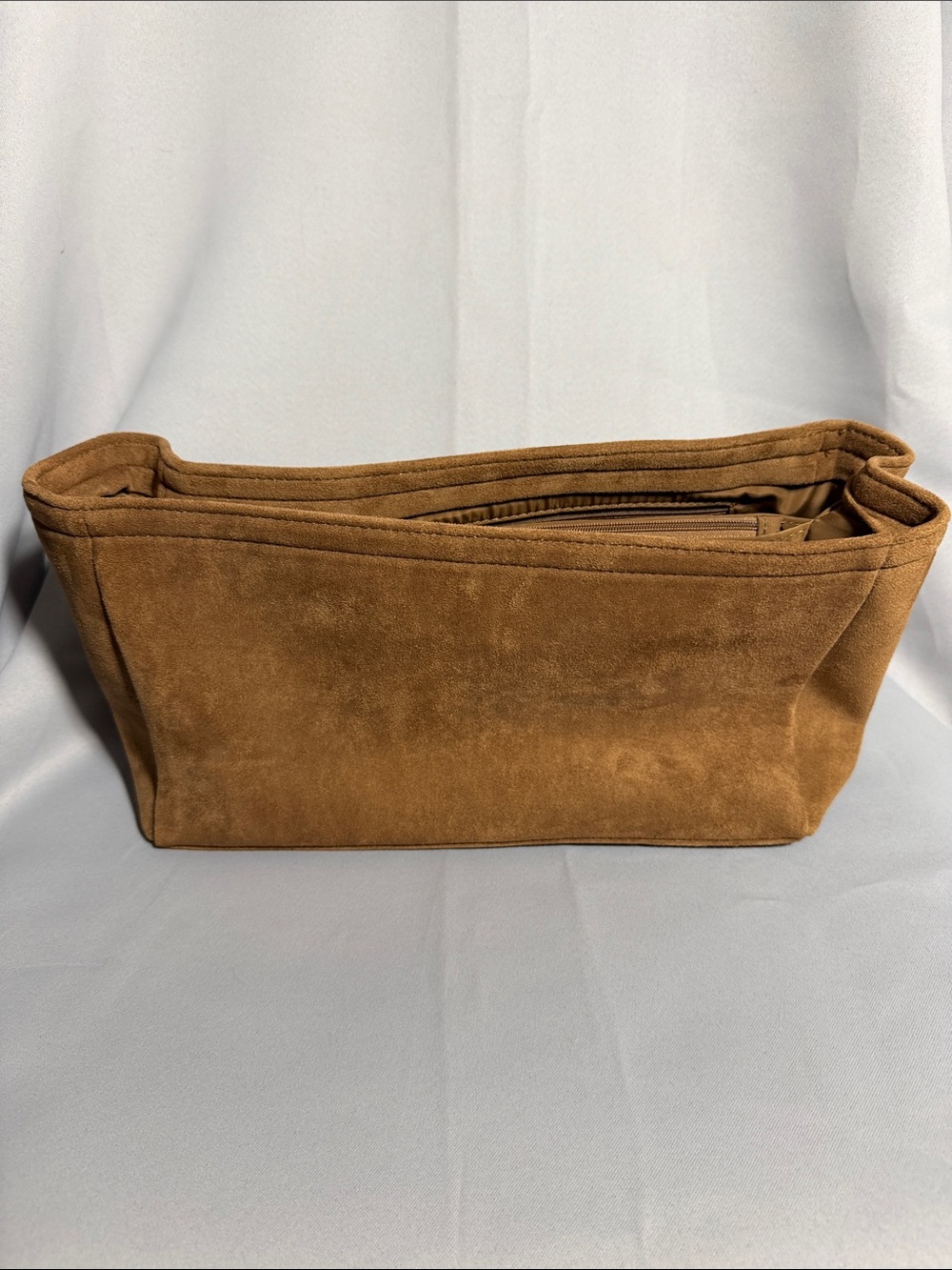 Suede Organizer Insert in Brown - Unbranded